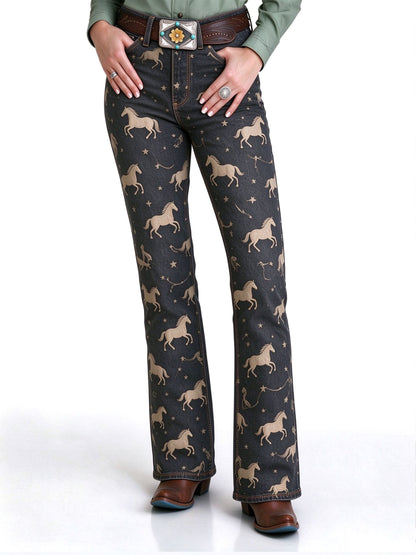 Mustang Stampede Print Low-Rise Bootcut Jeans