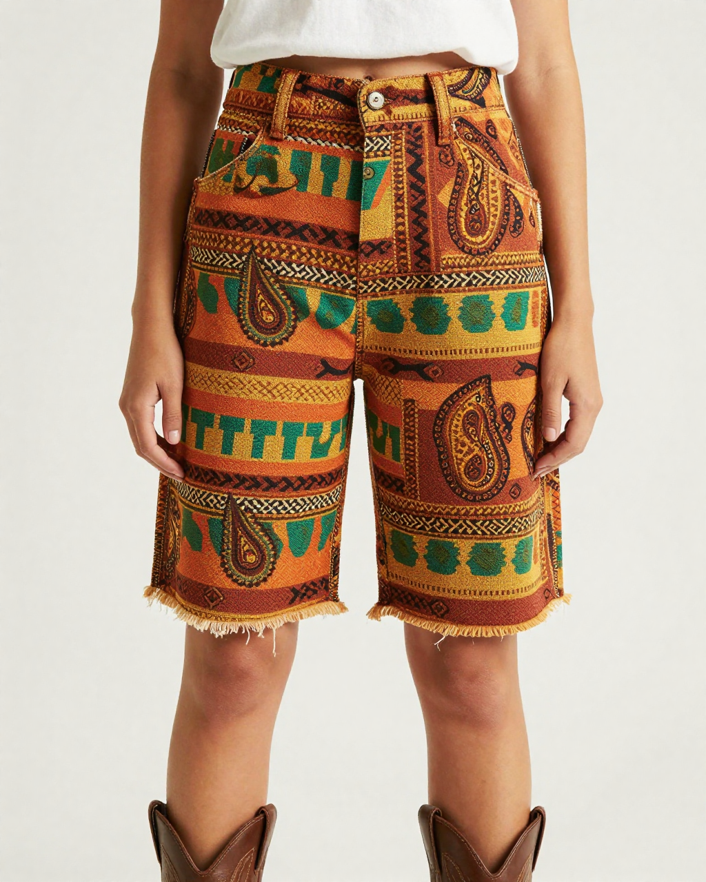 African Kente Paisley RB-BOT08 – Front View – Jessie – Golden Yellow / Black