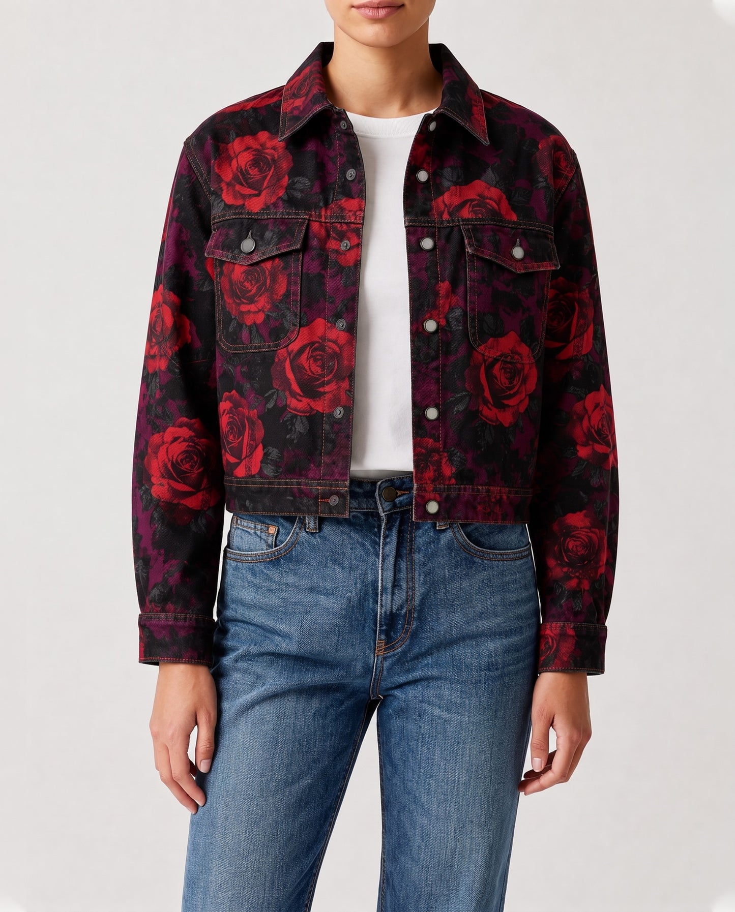 Rustic Rose Rider RB-JKT01 – Front View – Riley – Denim