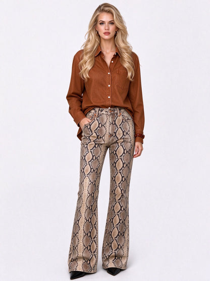 Snakebite Python Scale Flare Jeans