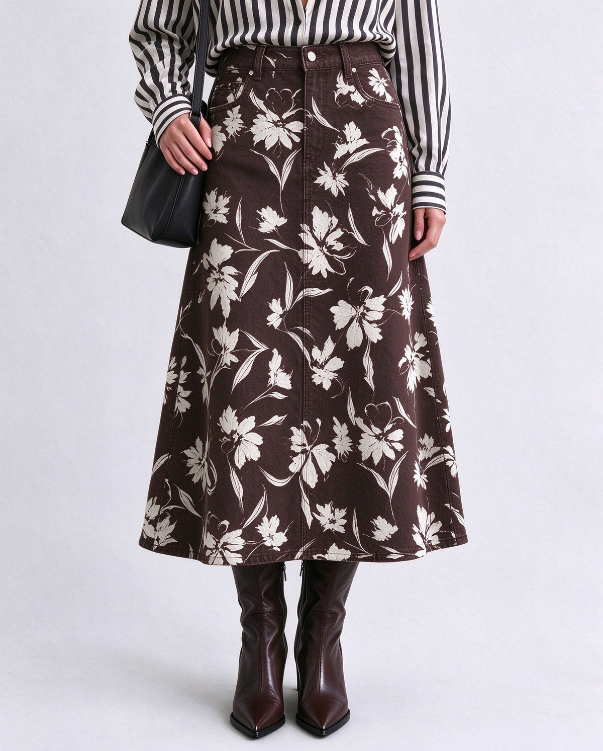 Rodeo Wildflower Bloom Ankle-Length Denim Skirt