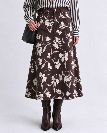 Rodeo Wildflower Bloom Ankle-Length Denim Skirt