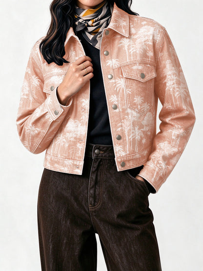 Sunset Palm Cropped Denim Jacket