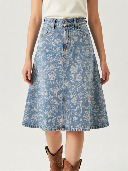 Light Blue Florals RB-SKT03 – Front View – Jessie – Light Blue