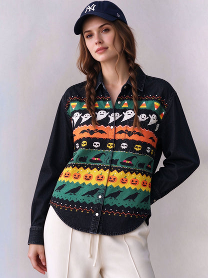 Spooky Frontier Long Sleeve Denim Shirt