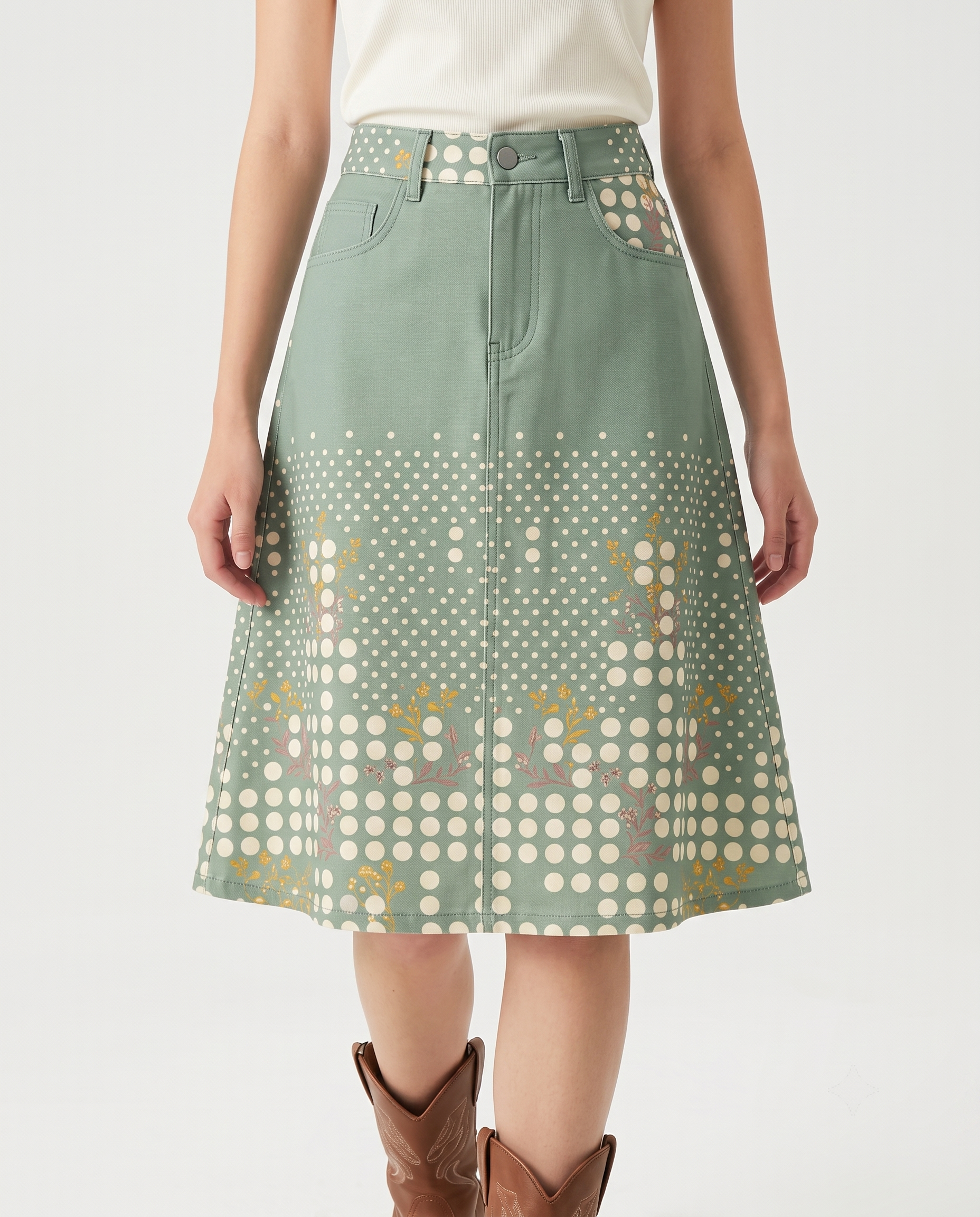 Mint Florals RB-SKT03 – Front View – Jessie – Mint Green