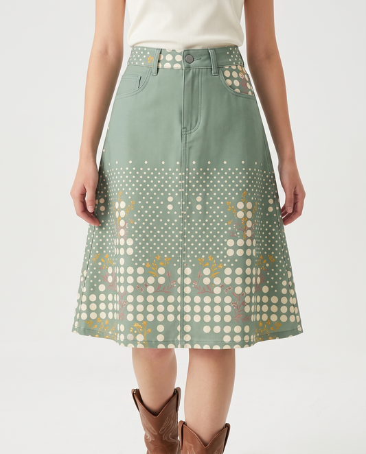 Mint Florals RB-SKT03 – Front View – Jessie – Mint Green