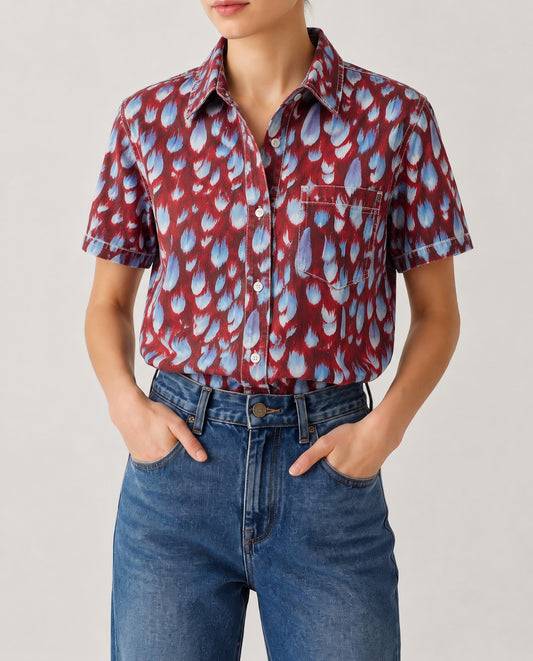 Cactus Bloom Red RB-TOP15 – Front View – Riley – red, blue