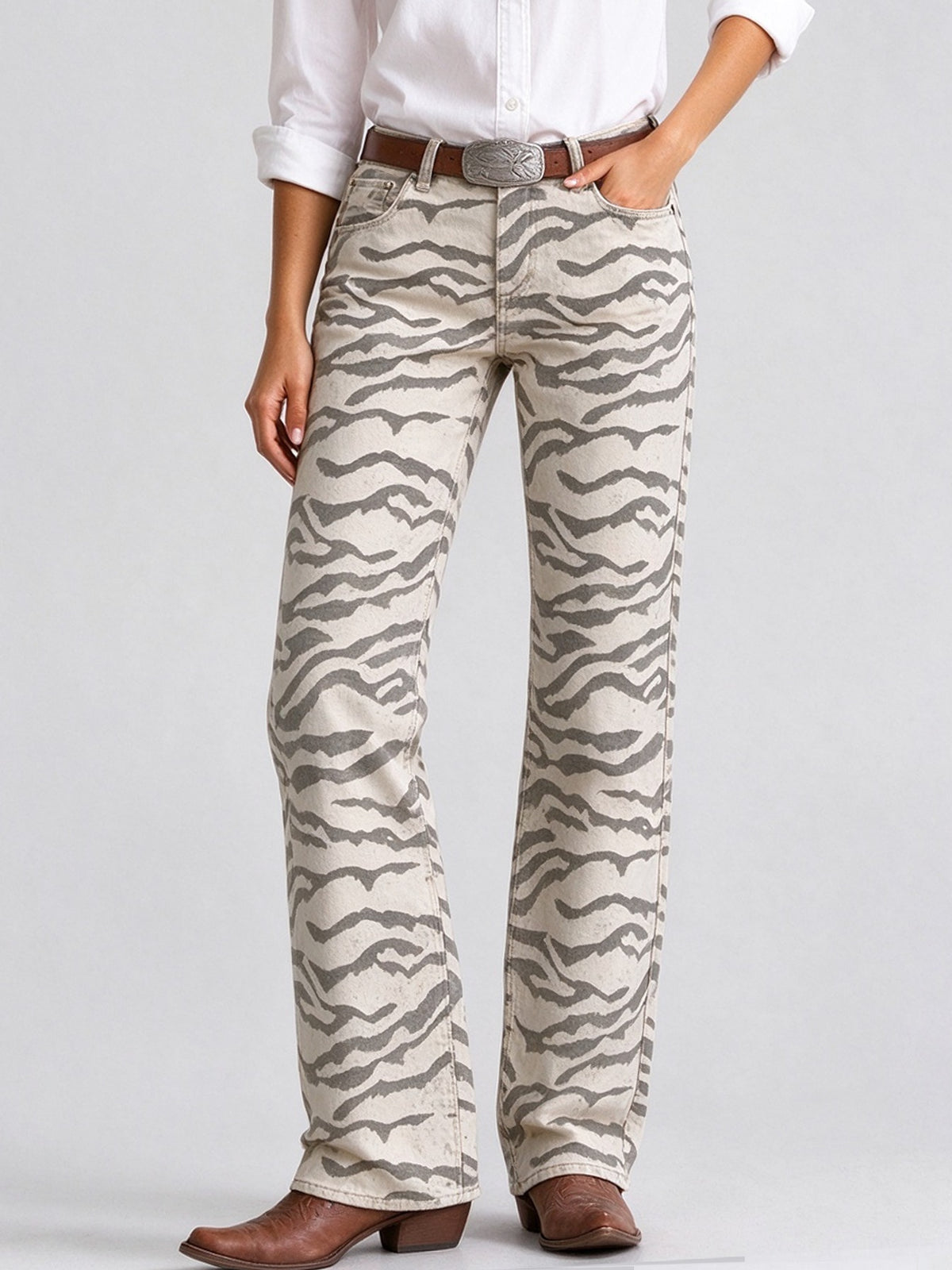 Badlands Zebra Low-Rise Bootcut Jeans