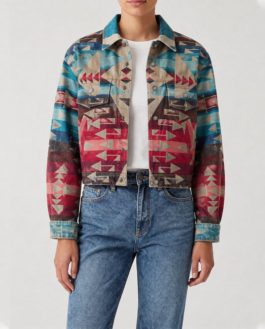 Desert Mirage Turquoise RB-JKT01 – Front View – Riley – Turquoise, Crimson