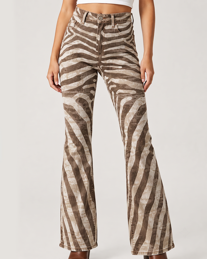 Canyon Zebra Bootcut Jeans – Front View – Riley – brown, beige