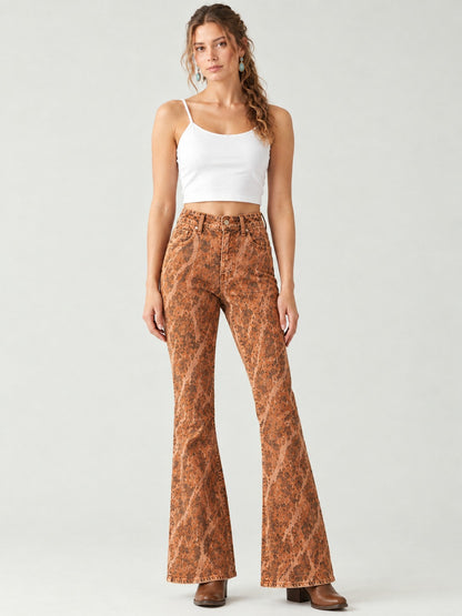 Desert Serpent Bootcut Jeans – Front View – Riley – terracotta