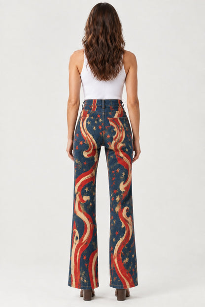 Starlight Rodeo Bootcut Jeans – Front View – Riley – navy blue, red, cream