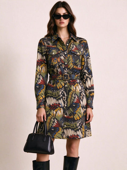 Butterfly Canyon Belted Shirt Dress