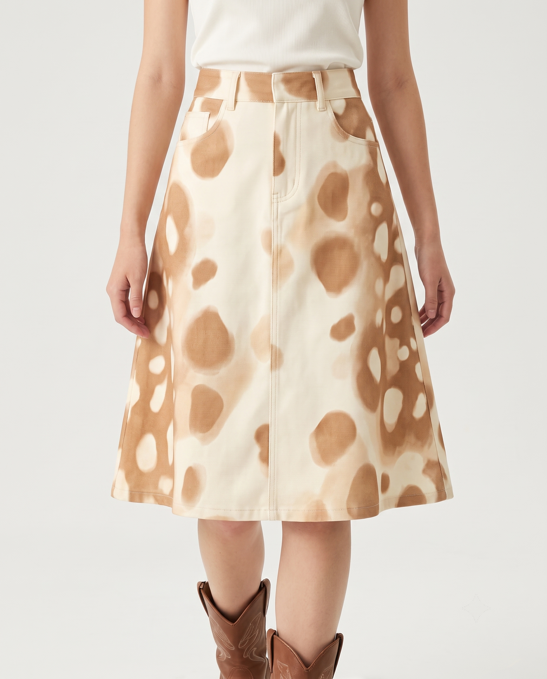 Ivory Dots RB-SKT03 – Front View – Jessie – Ivory