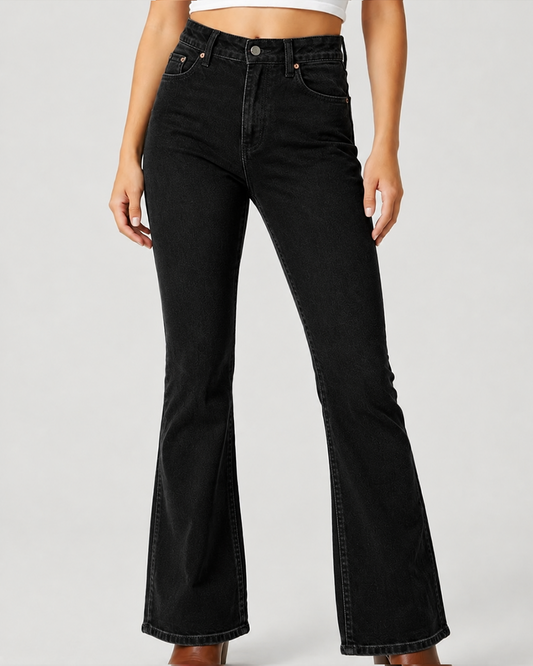 Rustic Rider Bootcut Jeans – Front View – Riley – black