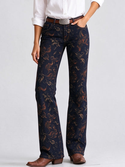 Prairie Rose Paisley Low-Rise Bootcut Jeans