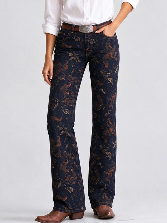 Prairie Rose Paisley Low-Rise Bootcut Jeans