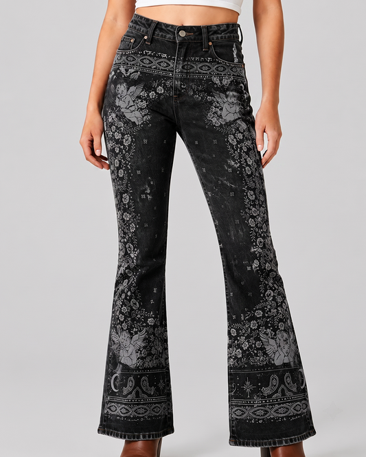Cinder Angel Bootcut Jeans – Front View – Riley – black