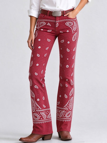 Rodeo Rose Bandana Low-Rise Bootcut Jeans