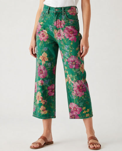 Prairie Bloom Green Floral RB-BOT24 – Front View – Riley – Green