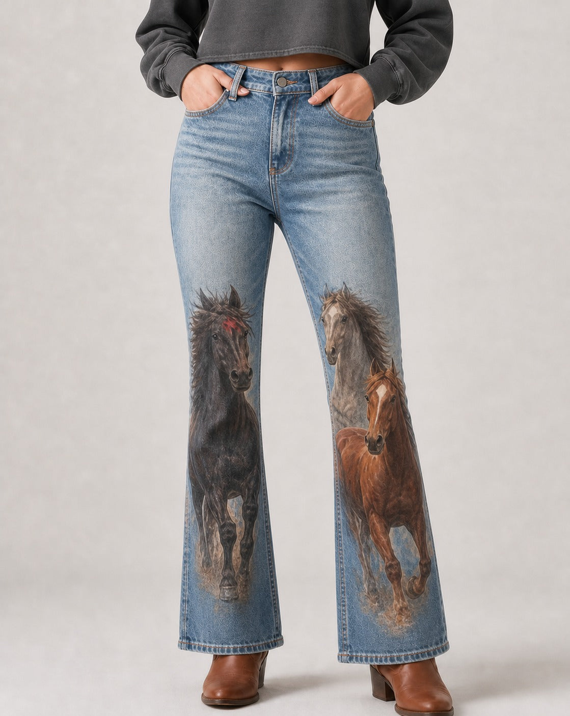 Wild Steed Bootcut Jeans – Front View – Riley – blue