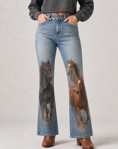Wild Steed Bootcut Jeans – Front View – Riley – blue