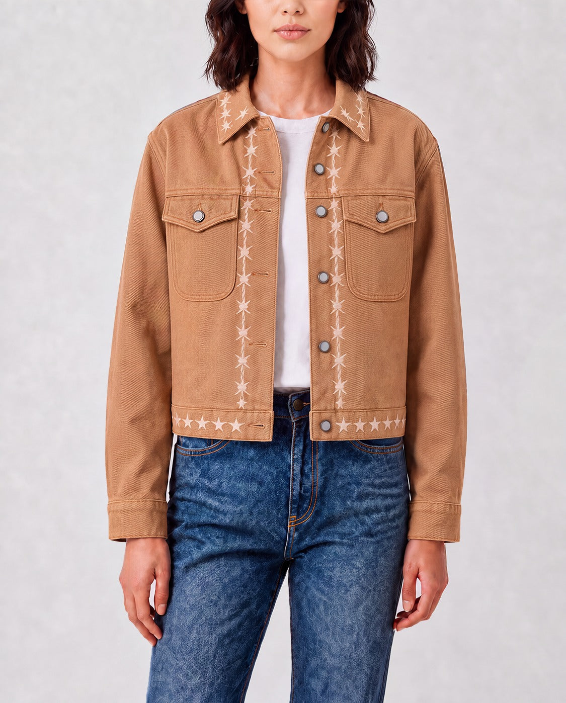 Starlight Rodeo RB-JKT01 – Front View – Riley – tan