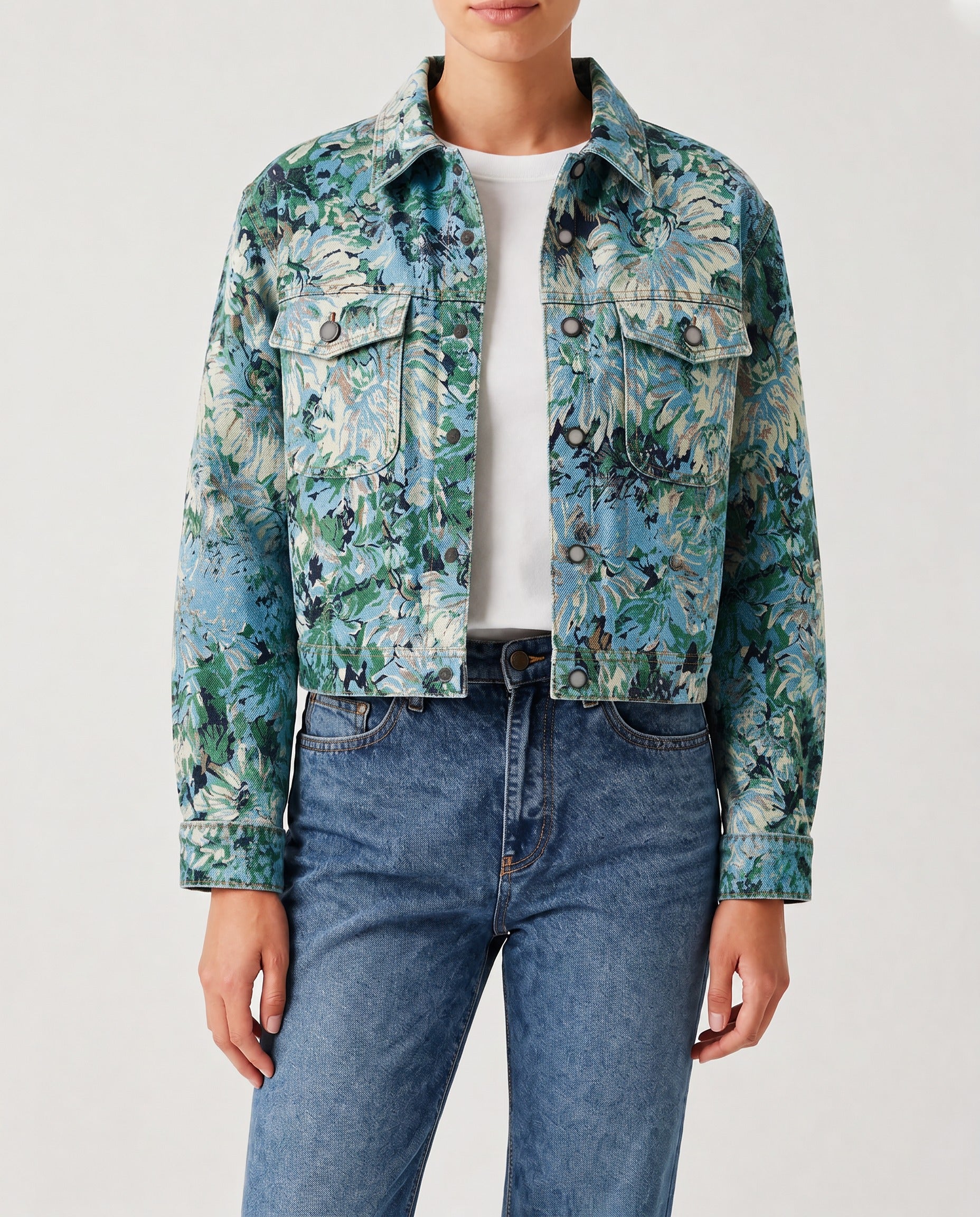 Prairie Bloom Teal RB-JKT01 – Front View – Riley – teal, mint