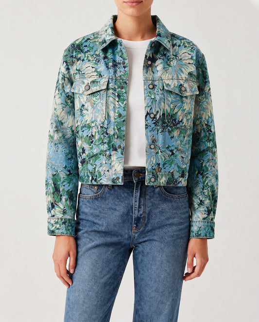 Prairie Bloom Teal RB-JKT01 – Front View – Riley – teal, mint