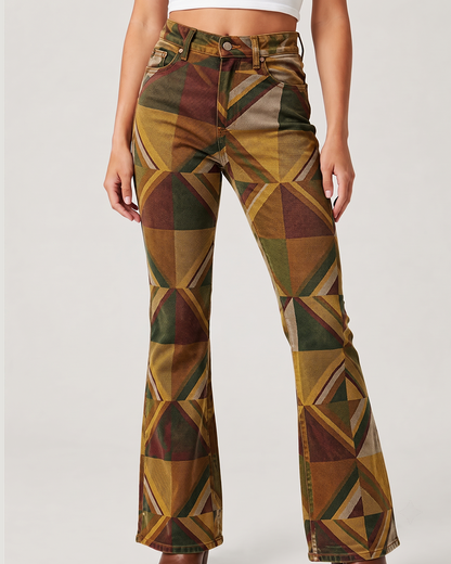 Cactus Mirage Mustard Bootcut Jeans – Front View – Riley – mustard, olive
