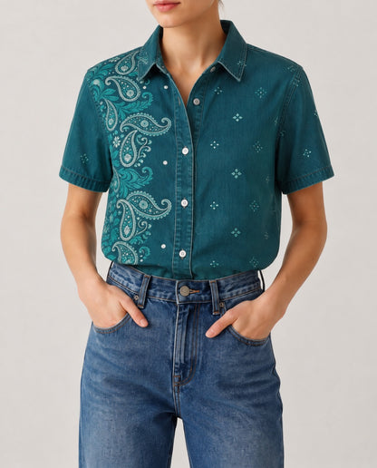 Prairie Paisley RB-TOP15 – Front View – Riley – teal