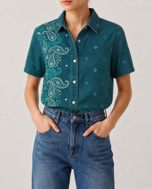 Prairie Paisley RB-TOP15 – Front View – Riley – teal