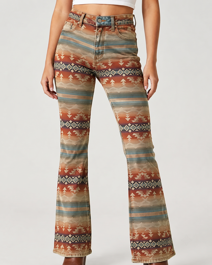 Canyon Echoes Bootcut Jeans – Front View – Riley – terracotta, beige