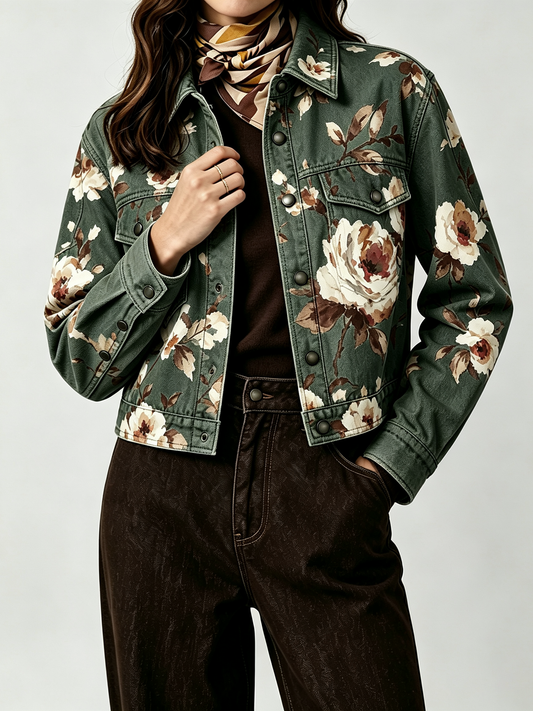 Wild Bloom RB-JKT01 – Front View – Riley – Olive Green