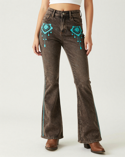 Brown Chandelier Bootcut Jeans – Front View – Riley – Chocolate Brown