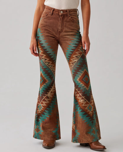 Desert Mirage Brown Geometric RB-BOT04 – Front View – Riley – brown, teal, tan