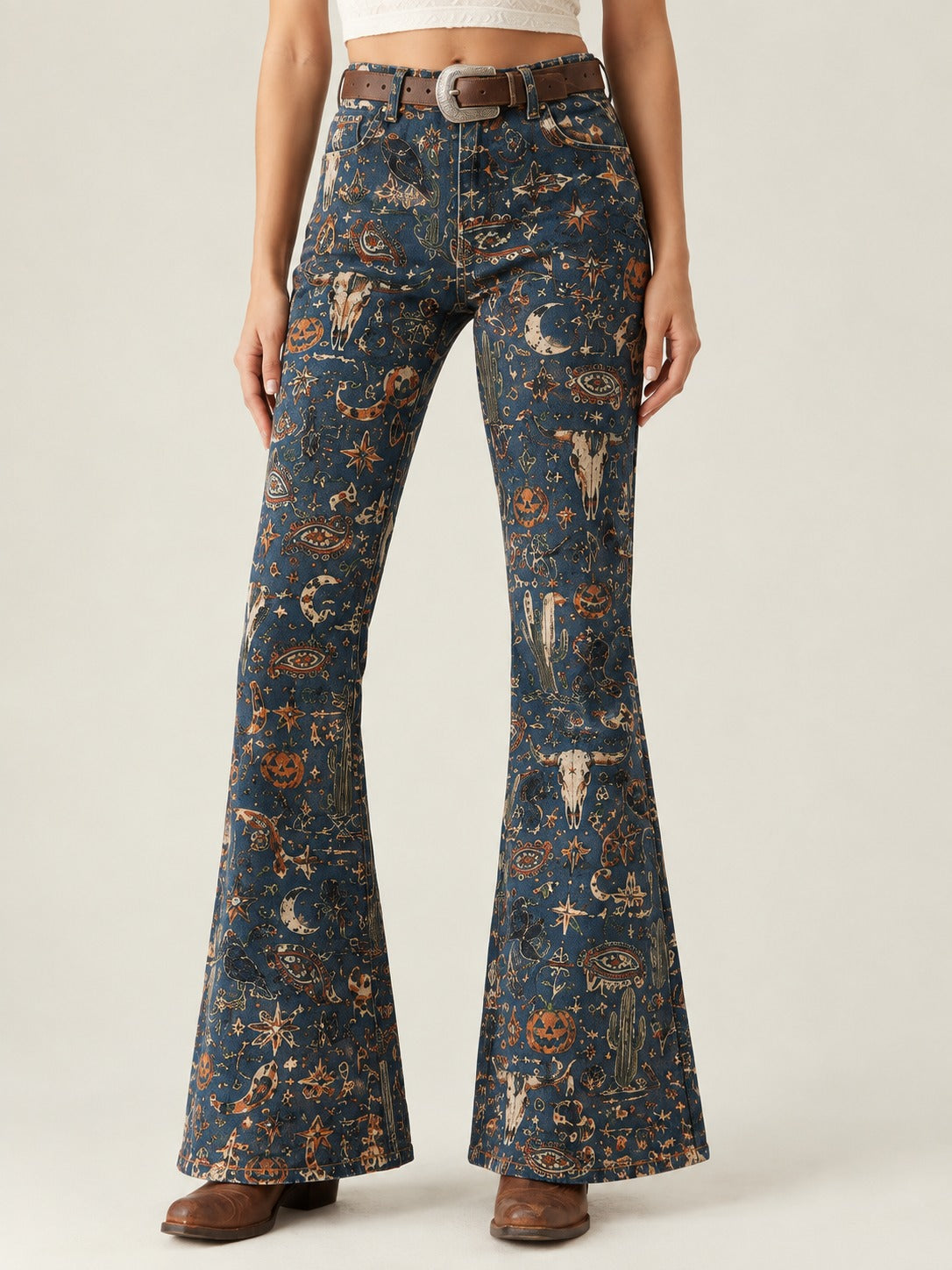 Desert Mirage Navy Bootcut Jeans – Front View – Riley – navy blue