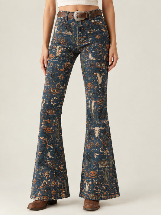 Desert Mirage Navy Bootcut Jeans – Front View – Riley – navy blue
