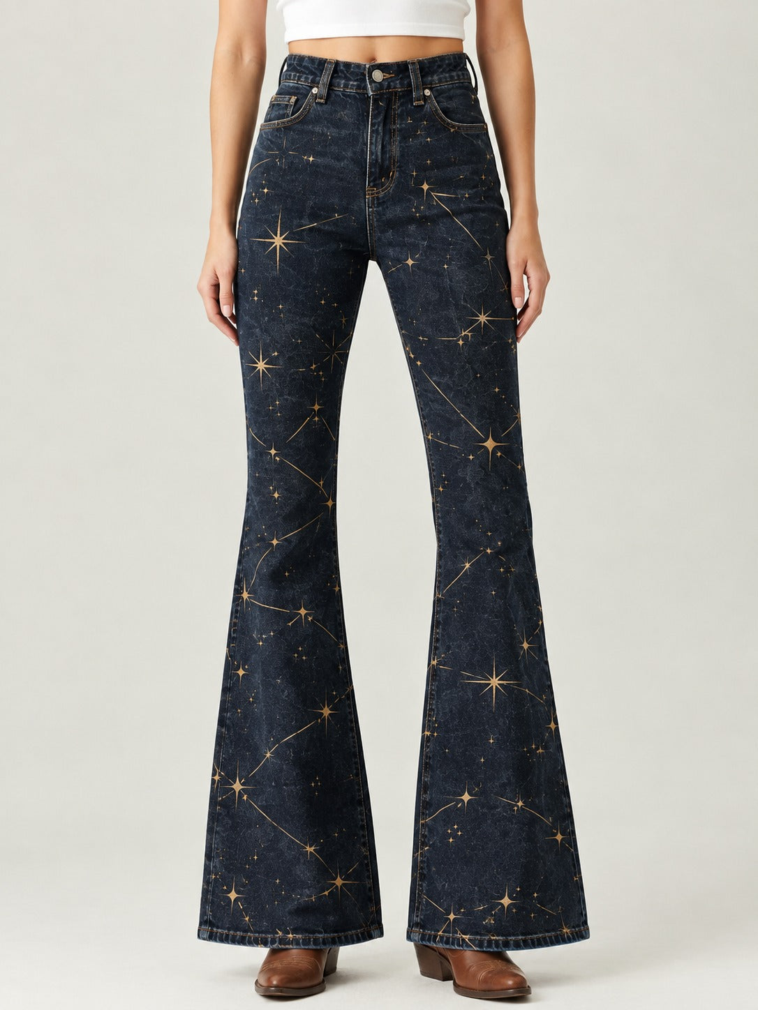 Starlight Range Bootcut Jeans – Front View – Riley – dark indigo