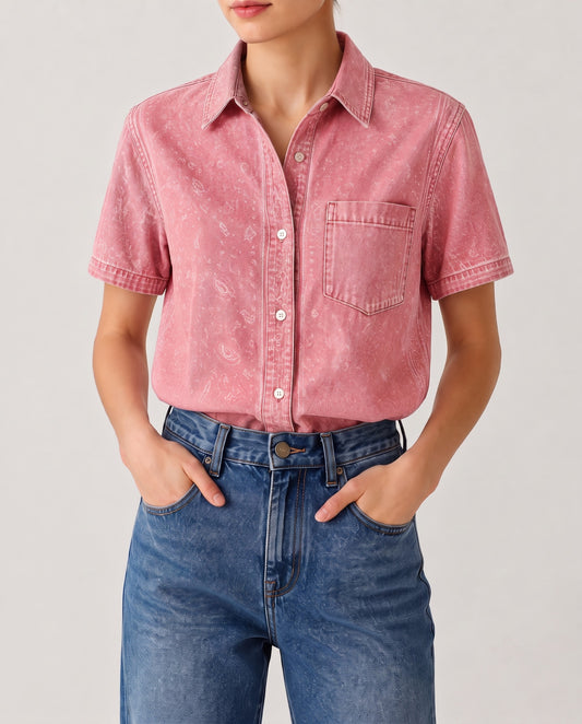 Cactus Bloom Pink Floral 2 RB-TOP15 – Front View – Riley – Pink