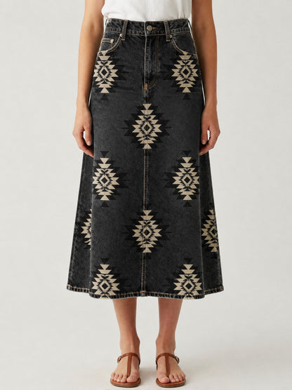 Desert Mirage Black Geometric 2 RB-SKT10 – Front View – Riley – black, beige, dark gray