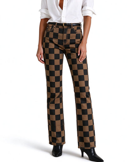 Saloon Checkerboard Bootcut Jeans