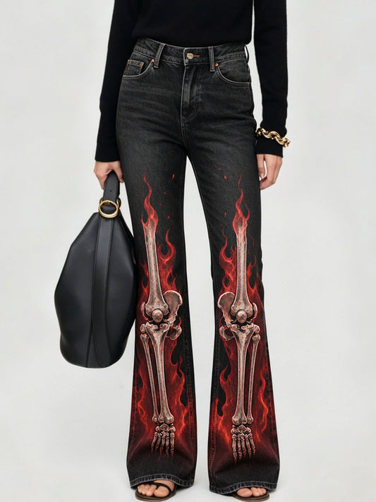 Flame Bone Bootcut Jeans