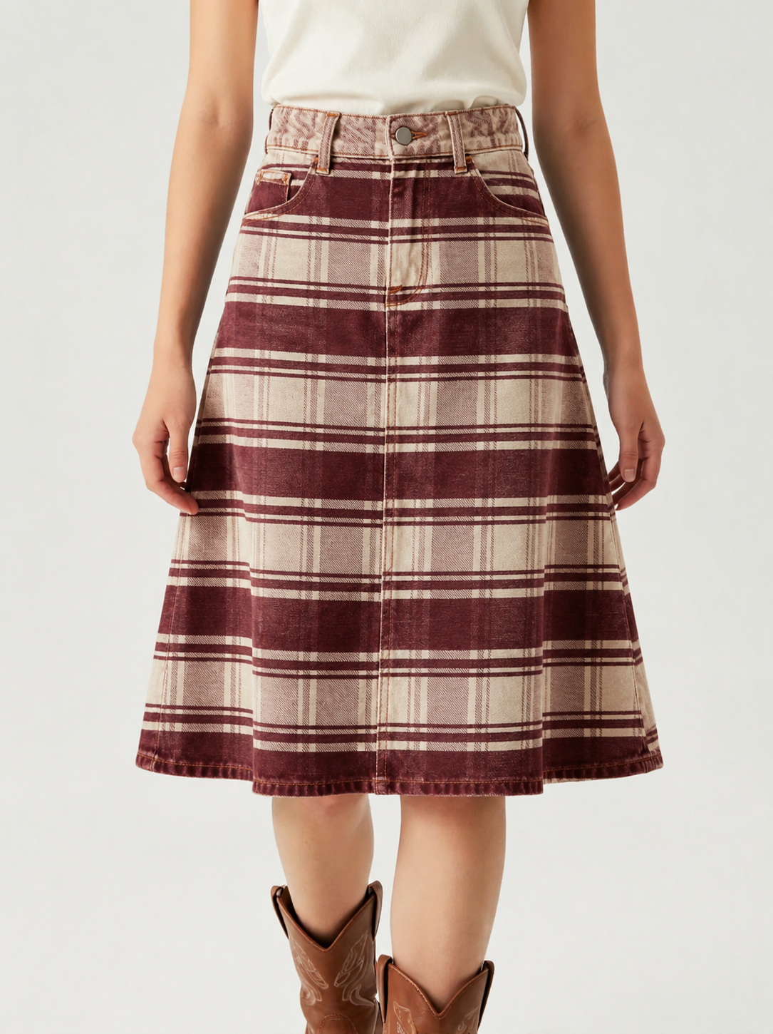 Beige Stripes RB-SKT03 – Front View – Jessie – Beige