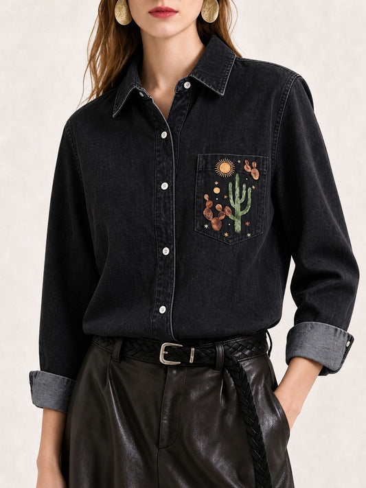 Prairie Daisy Trail Long Sleeve Denim Shirt