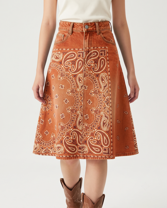 Caramel Paisley RB-SKT03 – Front View – Jessie – Caramel