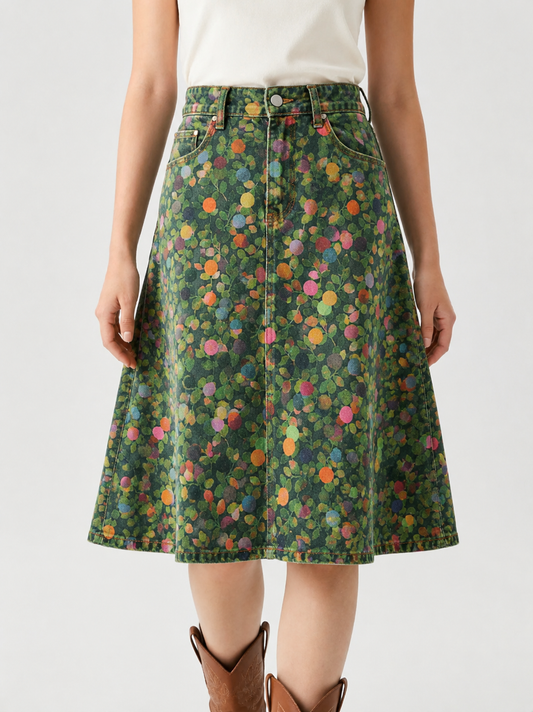 Dark Green Florals RB-SKT03 – Front View – Jessie – Dark Green