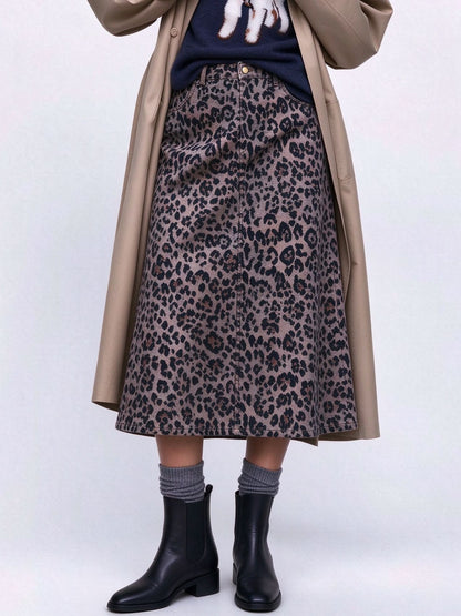 Desert Wildcat Trace Ankle-Length Denim Skirt
