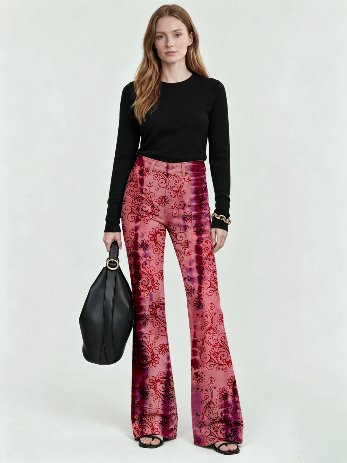 Desert Rose Swirl Flare Jeans